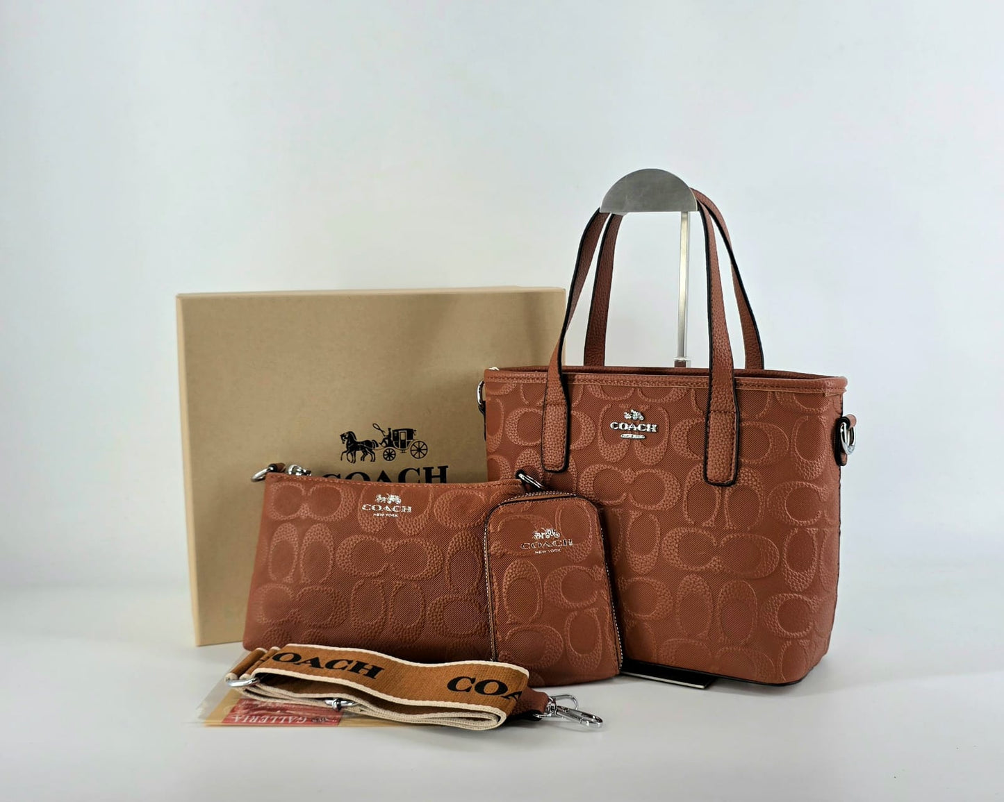 Set Bolso Importado Dama Coach 3 Pzs