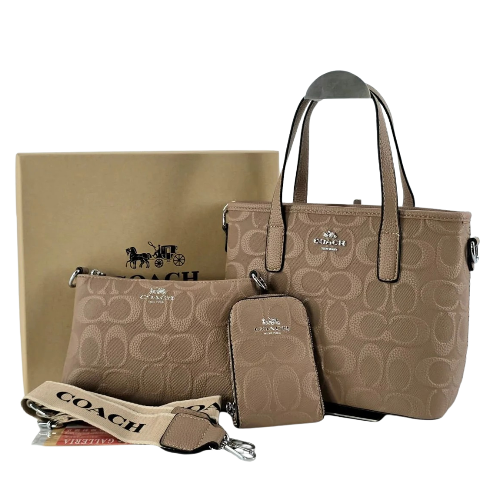 Set Bolso Importado Dama Coach 3 Pzs