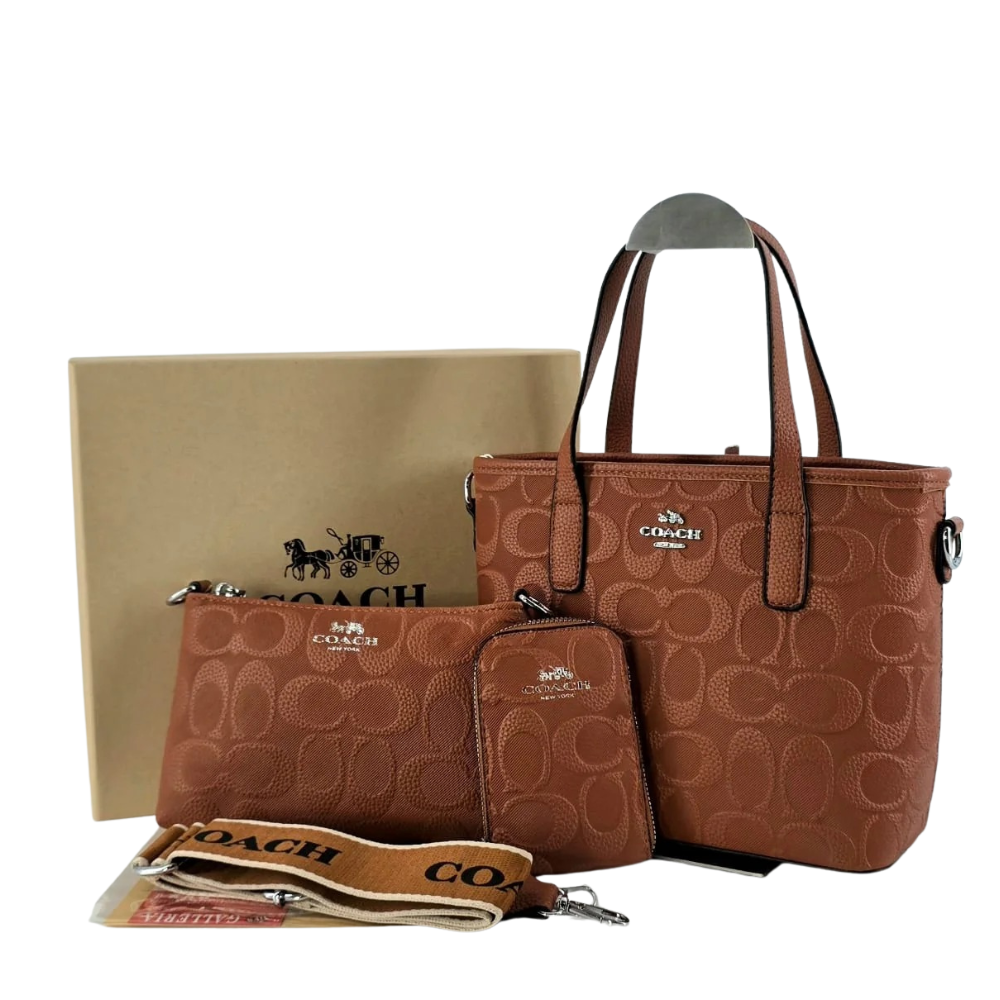 Set Bolso Importado Dama Coach 3 Pzs