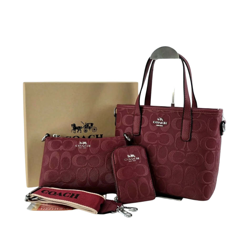 Set Bolso Importado Dama Coach 3 Pzs